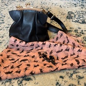 Black Cat Bag Bundle: scarf, purse & earrings